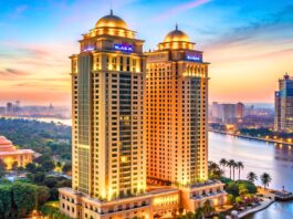 Collage of the 10 most famous hotels in the world, showcasing iconic destinations like Burj Al Arab in Dubai, The Ritz Paris, Marina Bay Sands in Singapore, and more, highlighting luxurious architecture, breathtaking views, and world-class amenities to visit in 2025.